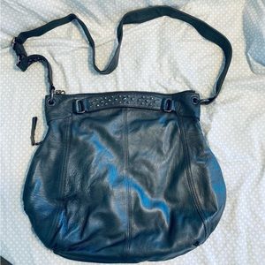 Banana Republic metallic grey leather crossbody